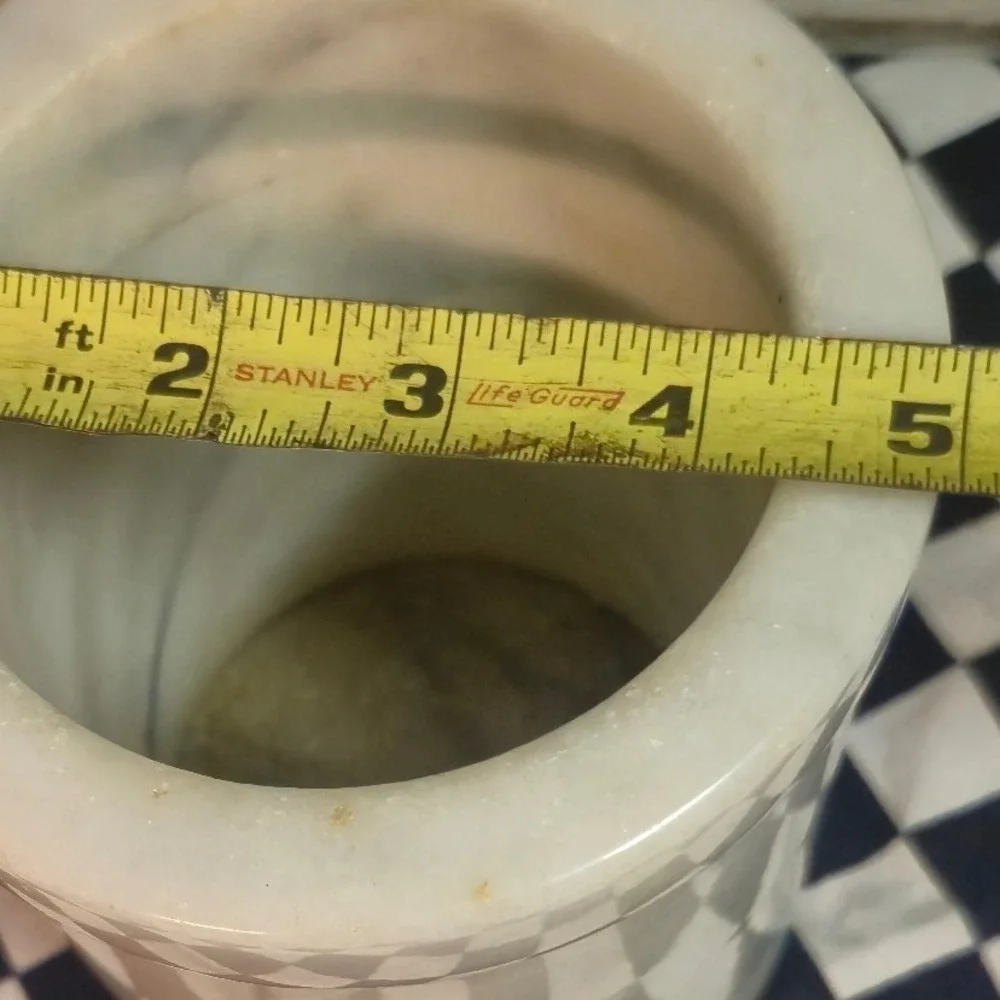 White Marble Wine Chiller Utensil Holder Heavy Stone Bottle Cooler 6 inch